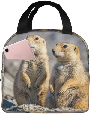 Lunch Bag for Men Women Reusable Insulated Lunchbox Two Prairie Dogs Lunch Tote Bag for Work Picnic