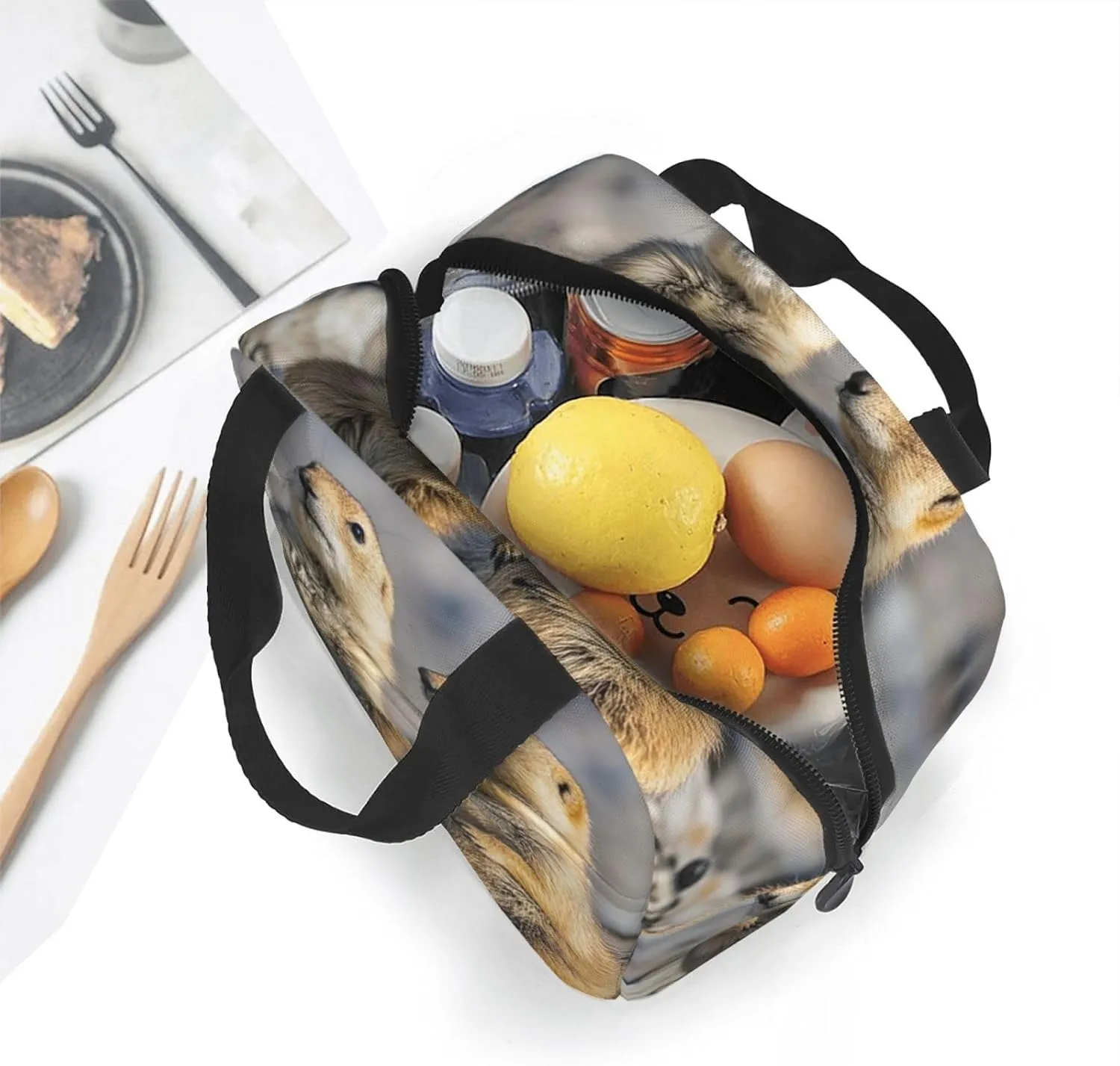 Lunch Bag for Men Women Reusable Insulated Lunchbox Two Prairie Dogs Lunch Tote Bag for Work Picnic