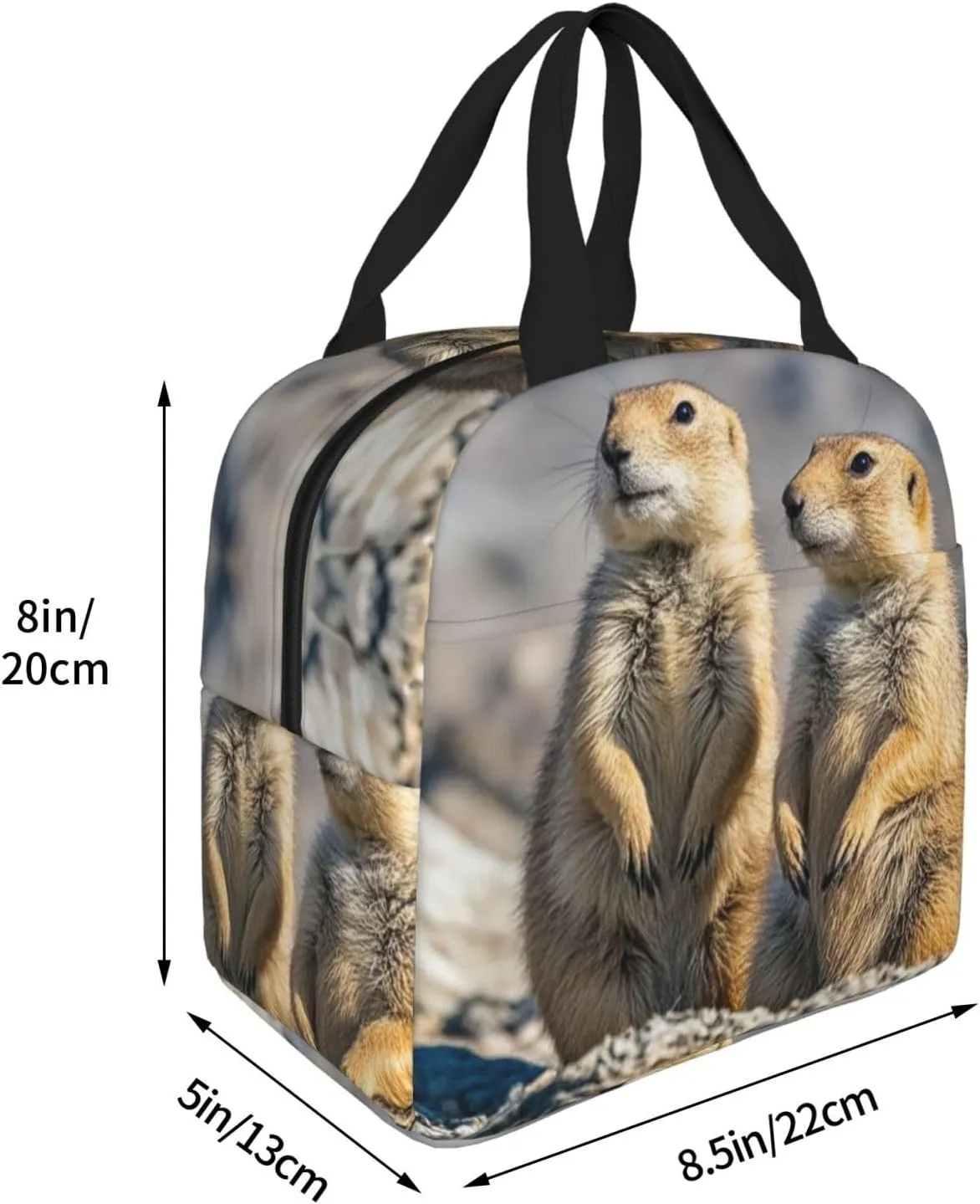 Lunch Bag for Men Women Reusable Insulated Lunchbox Two Prairie Dogs Lunch Tote Bag for Work Picnic