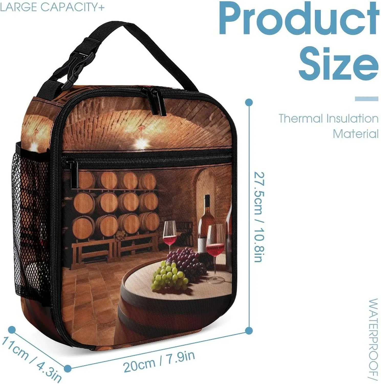 Lunch Bag for Women Men Insulated Lunch Box Red Wine Cellar LunchBox Lunch Tote Bag for Work Picnic