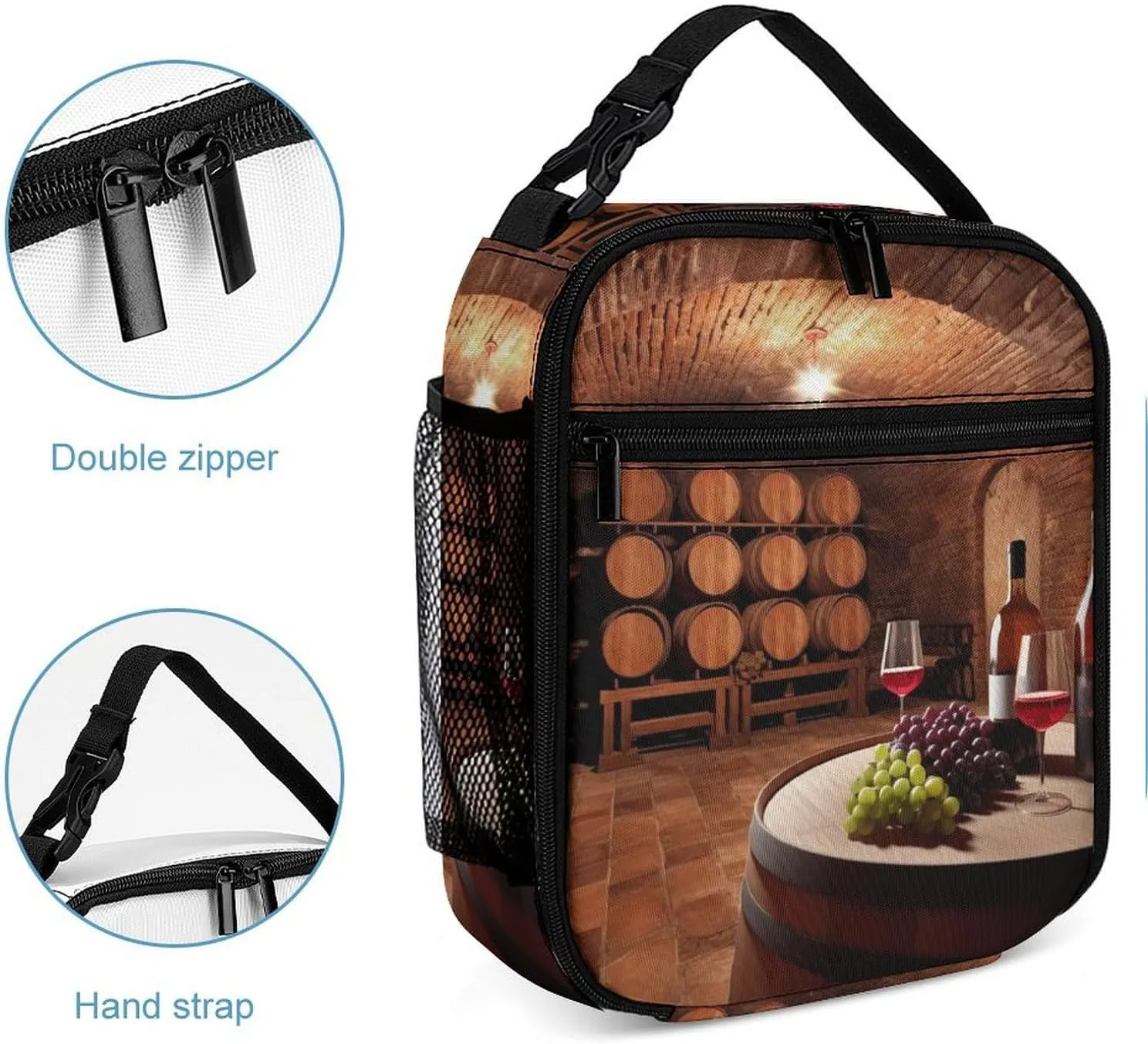 Lunch Bag for Women Men Insulated Lunch Box Red Wine Cellar LunchBox Lunch Tote Bag for Work Picnic