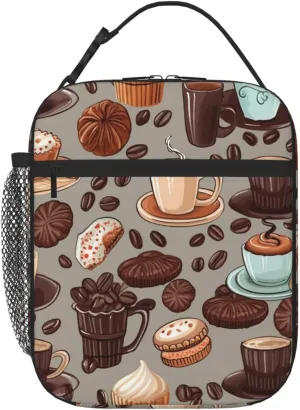 Lunch Bag for Women Men Reusable Insulated Lunch box Coffee and Sweets Sugar Chocolate Cooler Bag Waterproof Lunch Tote Bags
