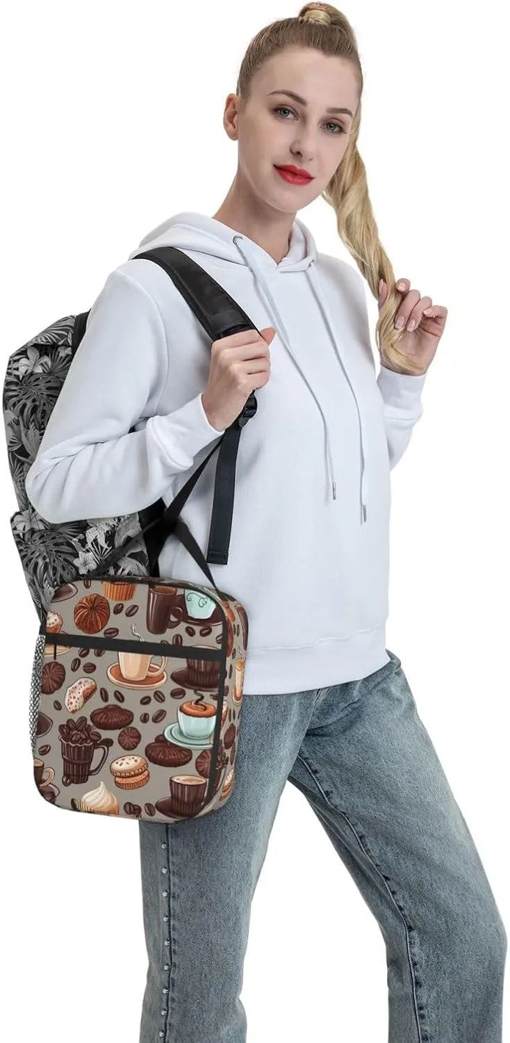Lunch Bag for Women Men Reusable Insulated Lunch box Coffee and Sweets Sugar Chocolate Cooler Bag Waterproof Lunch Tote Bags