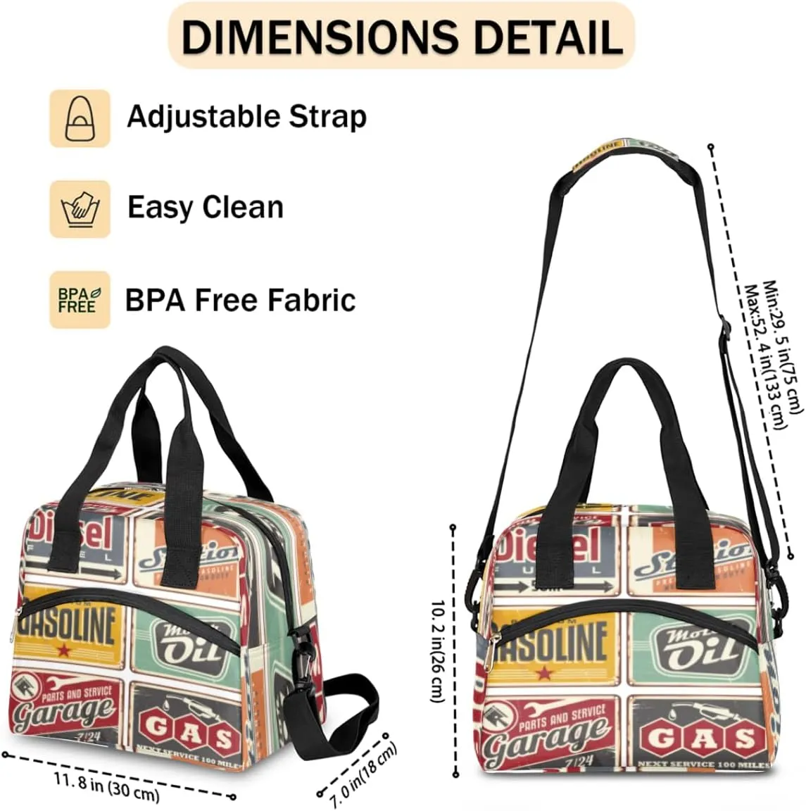 Lunch Bag for Women Men Unique Indicator Pattern Portable Insulated Reusable Adult Lunch Box Tote Bags with Adjustable Shoulder Strap for Office Work Picnic Beach
