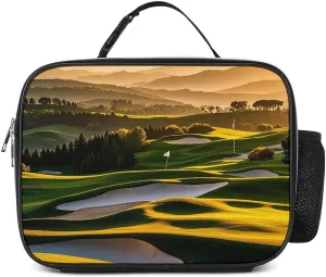 Lunch Bag Insulated Lunch Box for Women Men Reusable Cooler Bag Golf Vacation Park Trees Sunset Hills And Valley Lunch Tote Bag for Work Picnic