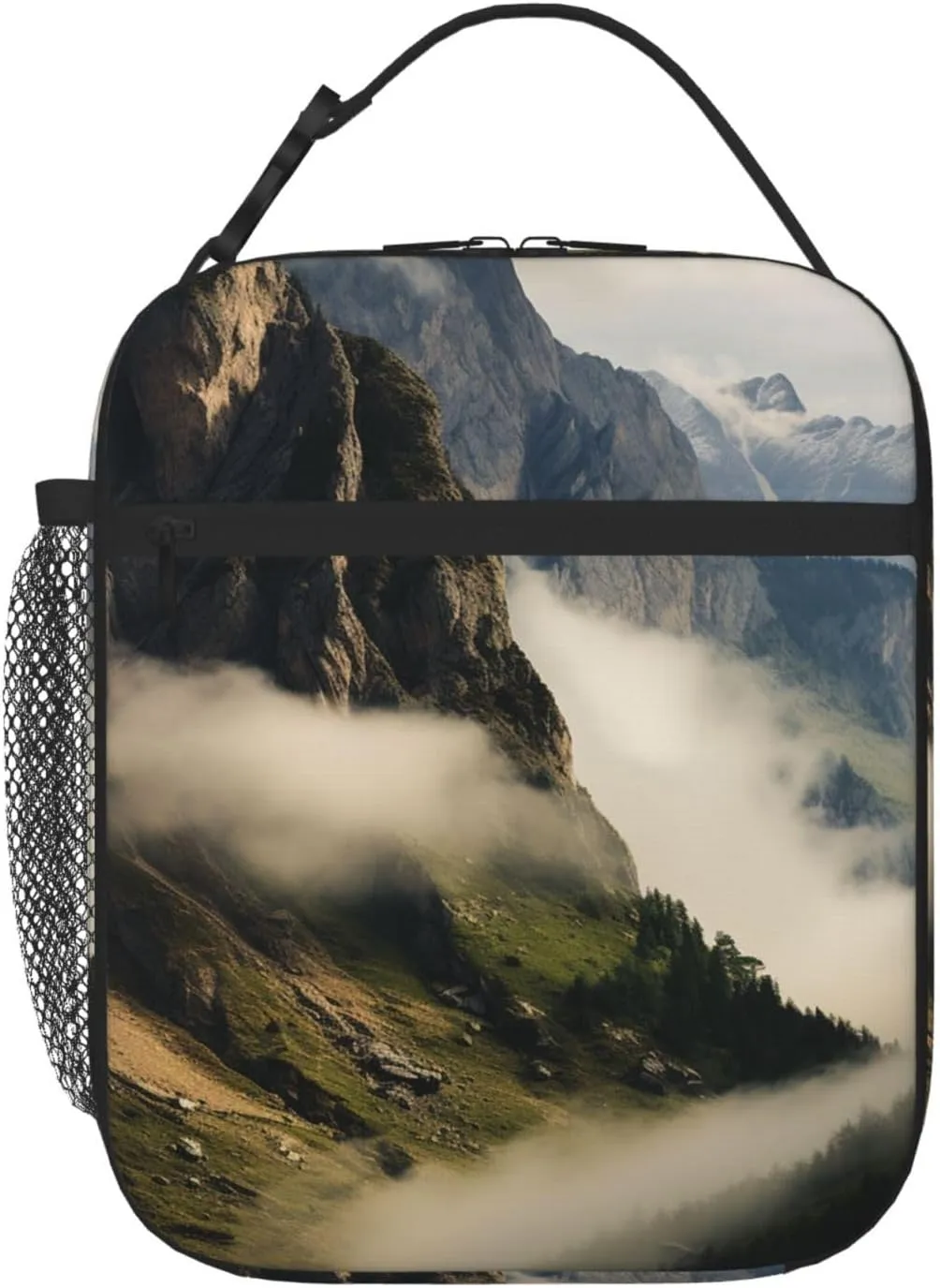 Lunch Bag Insulated Lunch Box for Women Men Reusable Cooler Bag Misty mountains Lunch Tote Bag for Work Picnic