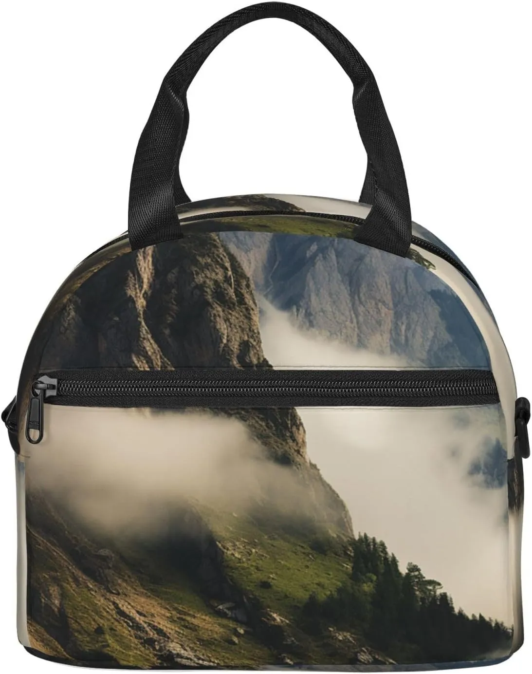 Lunch Bag Insulated Lunch Box for Women Men Reusable Cooler Bag Misty mountains Lunch Tote Bag for Work Picnic