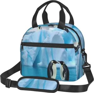 Lunch Bag Insulated Lunch Box for Women Men Reusable Cooler Bag Penguins On The Iceberg Lunch Tote Bag for Work Picnic