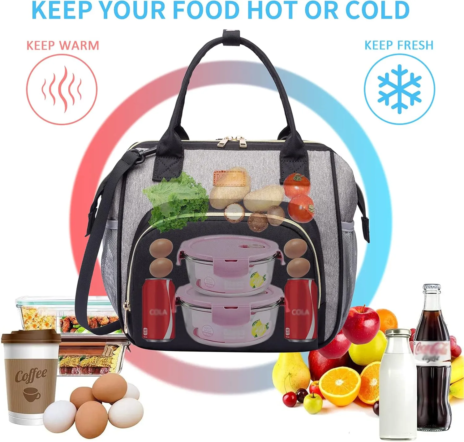 Lunch bags Insulated Lunch Box for Women Men,3 Carrying Way Large Tote Bag,Leakproof Reusable Cooler Backpack with Adjustable Shoulder Strap for Office Picnic Beach