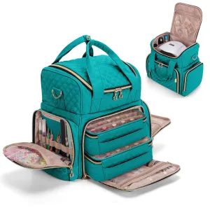 LUXJA Nail Polish Organizer Holds 48 Bottles and a Nail Lamp, Nail Polish Case with 2 Removable Bags and Tools Storage Pockets (Patent Pending), Teal