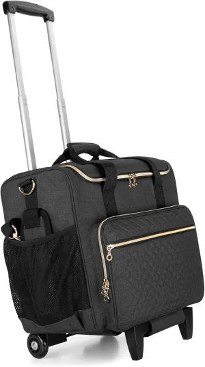 LUXJA Rolling Teacher Bag with Laptop Compartment and Detachable Dolly, Multifunctional Rolling Teacher Tote Bag (Patent Pending), Black