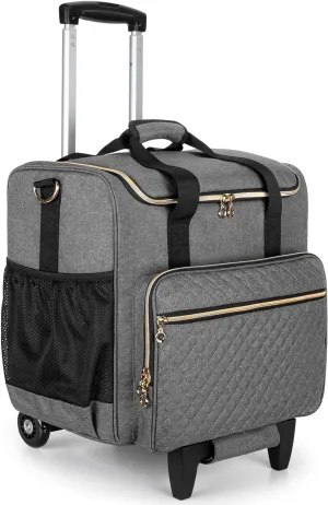 LUXJA Rolling Teacher Bag with Laptop Compartment and Detachable Dolly, Multifunctional Rolling Teacher Tote Bag (Patent Pending), Gray