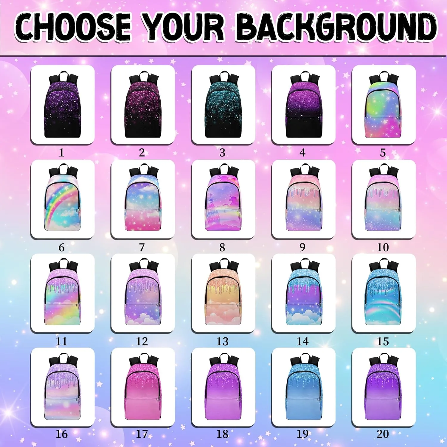 M YESCUSTOM Custom Girls Backpack with Name Multi Color Personalized Bookbag for Girls Teen Shoulder Bag Children Travel Backpack Daypack Bag for School College