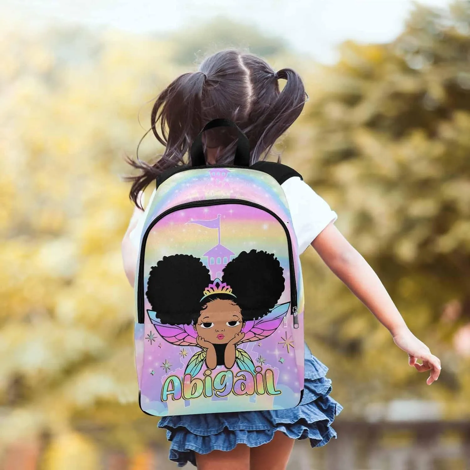M YESCUSTOM Custom Girls Backpack with Name Multi Color Personalized Bookbag for Girls Teen Shoulder Bag Children Travel Backpack Daypack Bag for School College