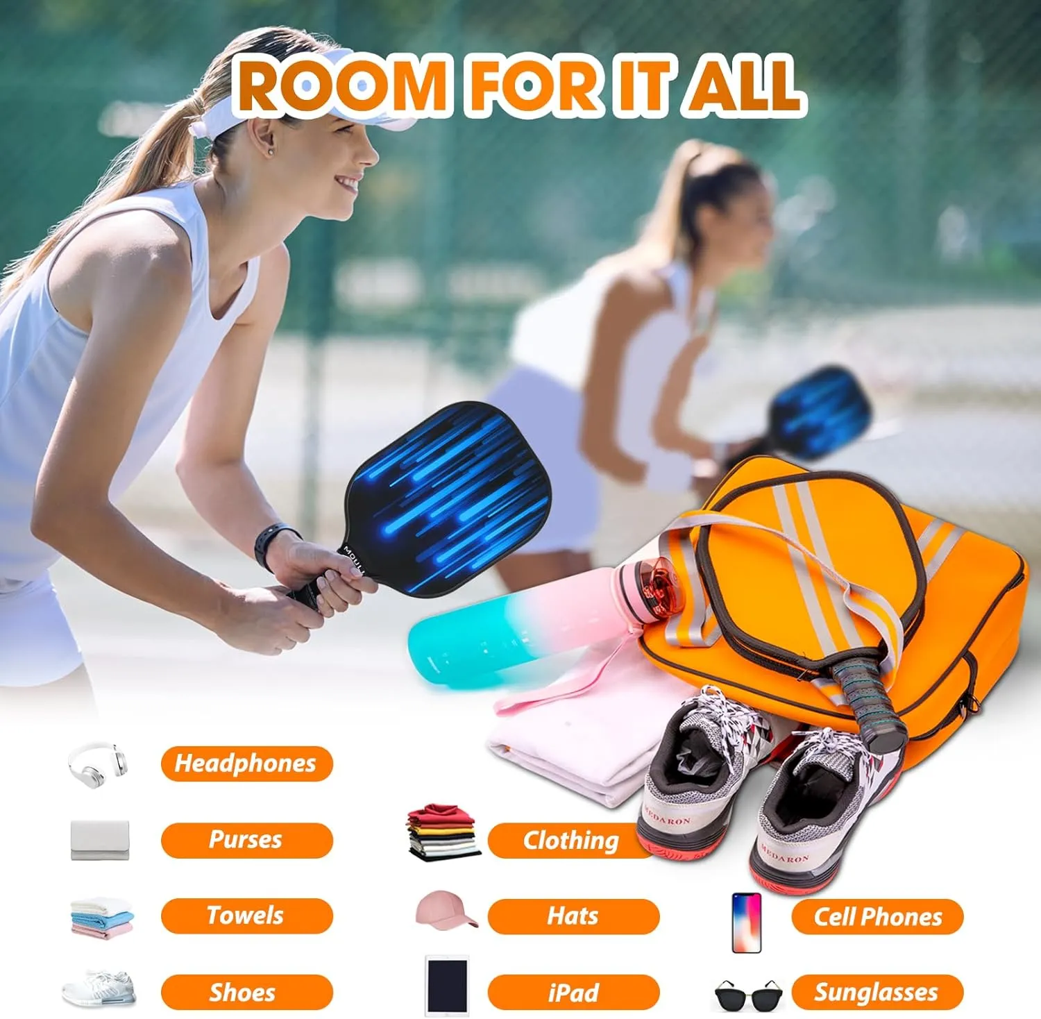 MANUEKLEAR Crossbody Sling Bag - Pickleball Bags for Women and Men
