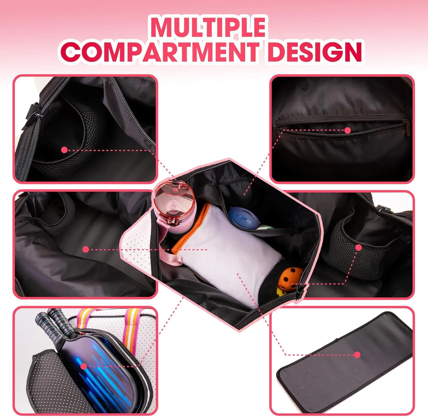 MANUEKLEAR Crossbody Sling Bag - Pickleball Bags for Women and Men