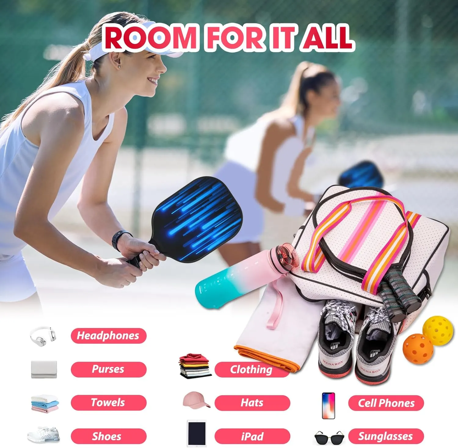 MANUEKLEAR Crossbody Sling Bag - Pickleball Bags for Women and Men