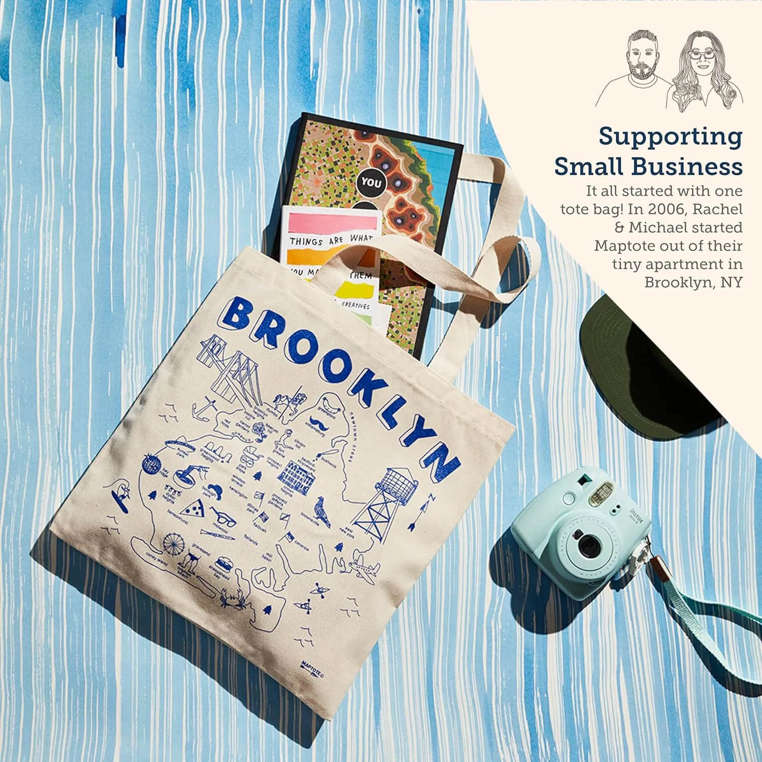 MAPTOTE Grocery Canvas Tote - Reusable Cotton Canvas Bag for Shopping, Daily Errands, Beach Trips and Travel - Screenprinted, Earth Friendly, and Made in USA - Map Style, Chicago