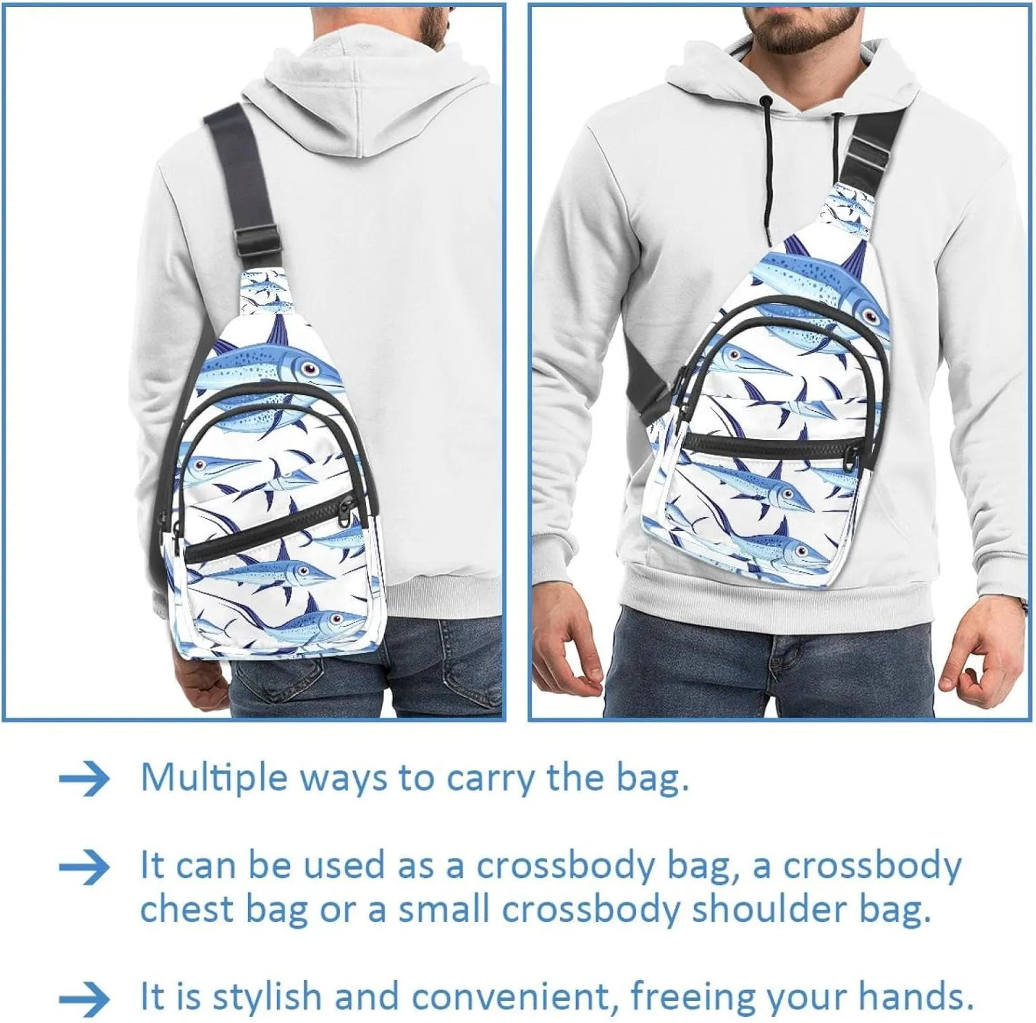 marine swordfish (2) Chest Daypack Crossbody Backpack for Women Men