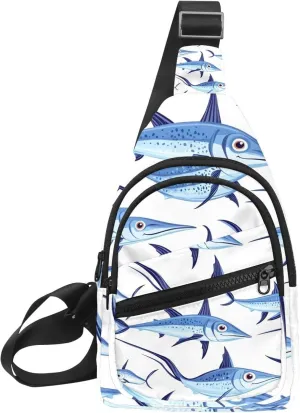 marine swordfish (2) Chest Daypack Crossbody Backpack for Women Men