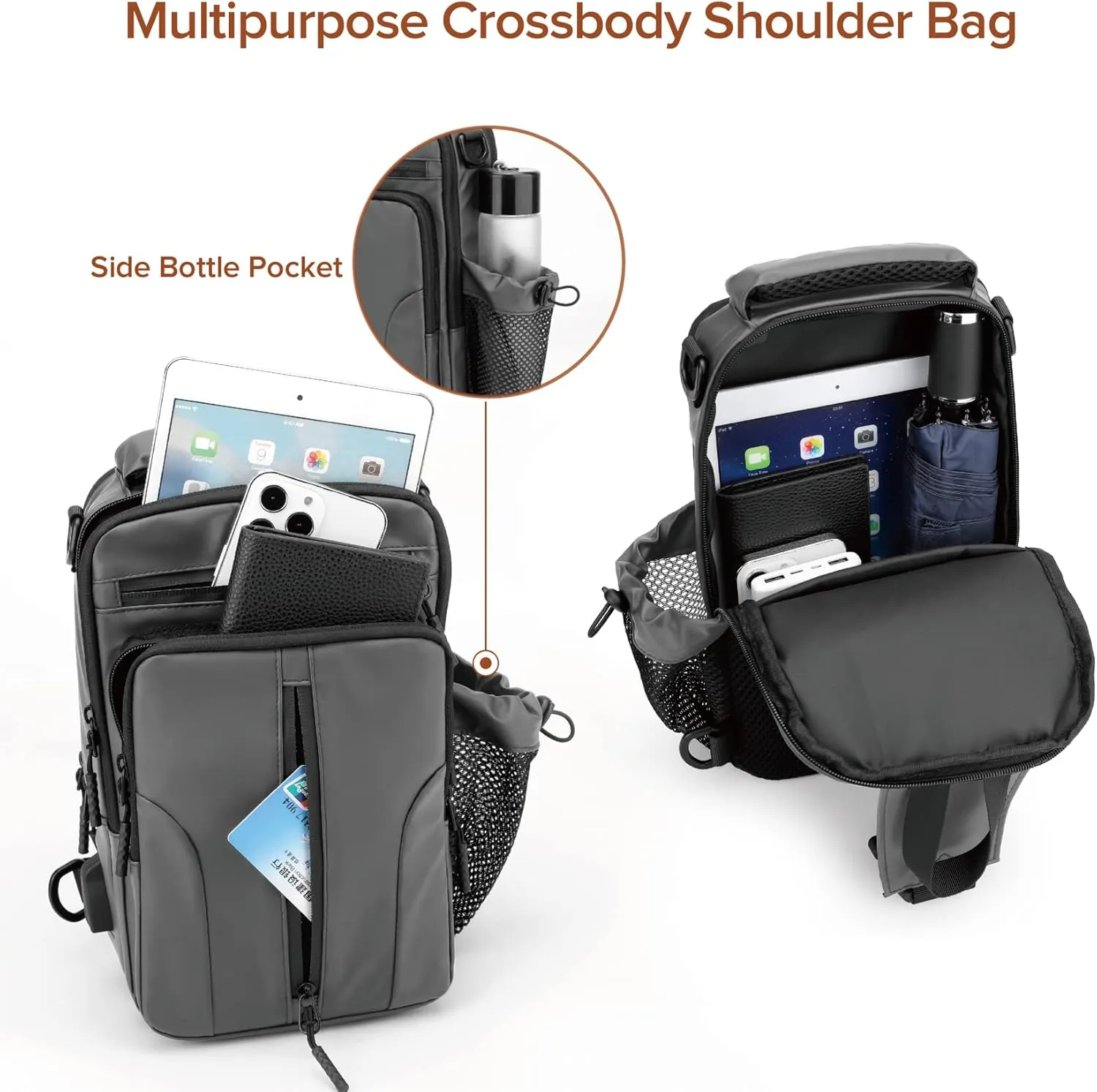 MAYMOONER Anti Theft Crossbody Backpack Shoulder Sling Bag Men Women One Strap Motorcycle Messenger Bag Daypack for Cycling