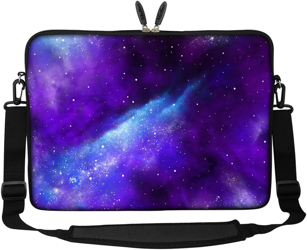 Meffort Inc 15 15.6 inch Neoprene Laptop Sleeve Bag Carrying Case with Hidden Handle and Adjustable Shoulder Strap - Galaxy Universe