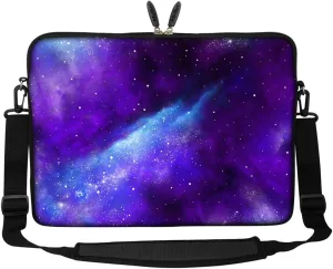 Meffort Inc 15 15.6 inch Neoprene Laptop Sleeve Bag Carrying Case with Hidden Handle and Adjustable Shoulder Strap - Galaxy Universe
