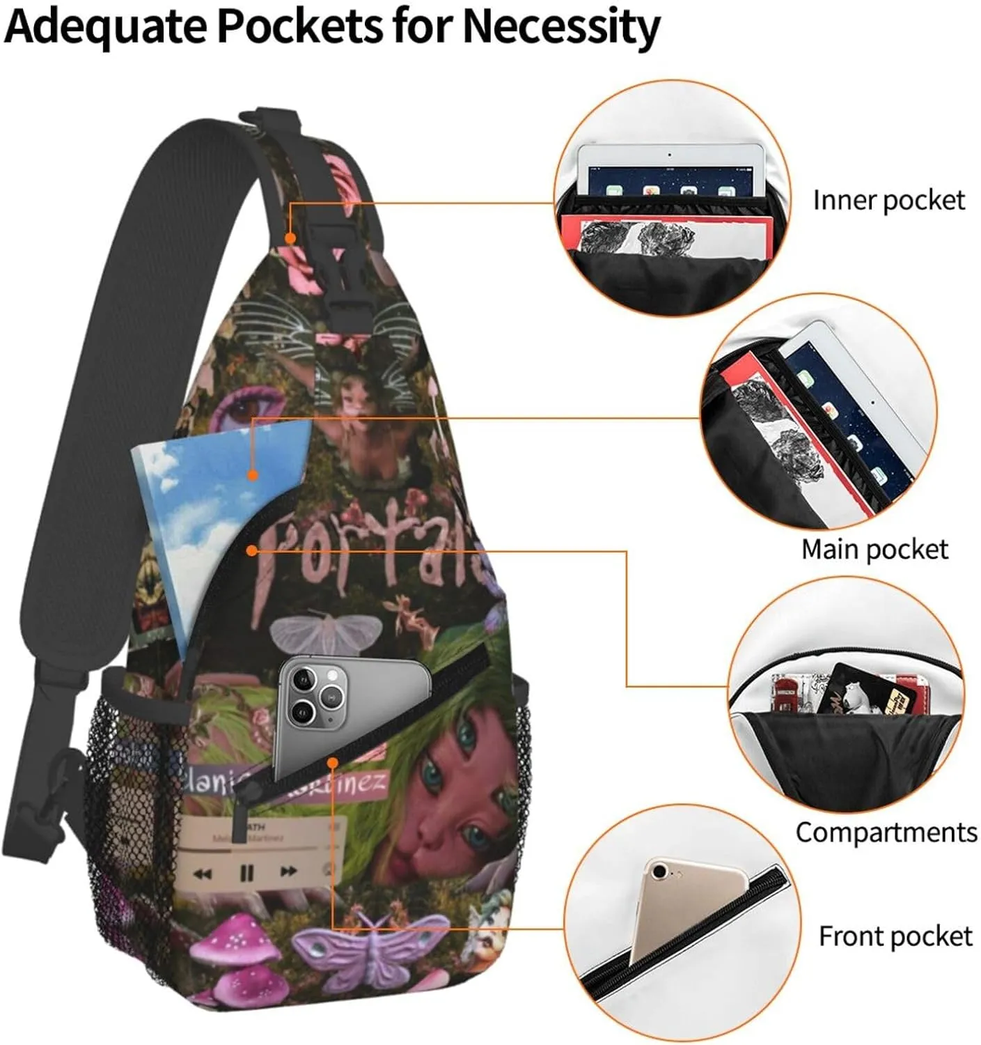 Mela-nie Martinez Crossbody Sling Backpack Sling Bag Multipurpose Travel Hiking Chest Bag Daypack One Size