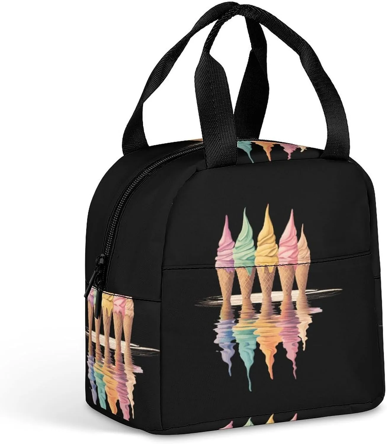 Melting Ice Cream Cones Lunch Bag for Women Men Adult Handle Insulated Container Tote Lunch-Box