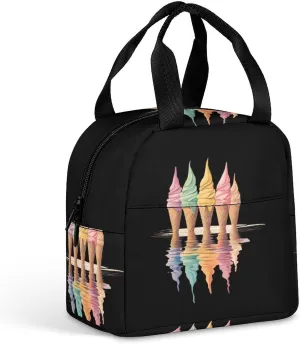 Melting Ice Cream Cones Lunch Bag for Women Men Adult Handle Insulated Container Tote Lunch-Box