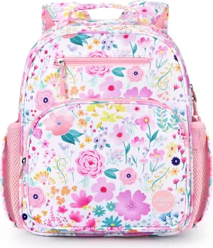 mibasies Kids Backpack for Girls: Girls Backpack 5-8 - Kindergarten Elementary School Bookbag for Girl - Flower Pink