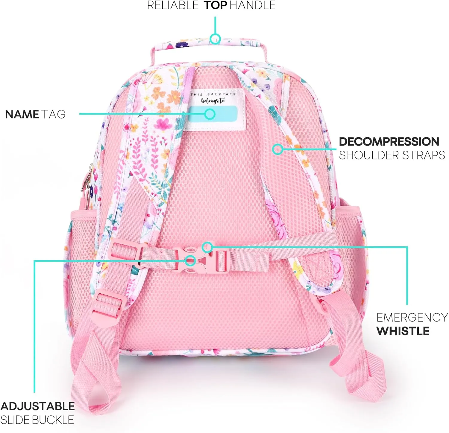 mibasies Kids Backpack for Girls: Girls Backpack 5-8 - Kindergarten Elementary School Bookbag for Girl - Flower Pink