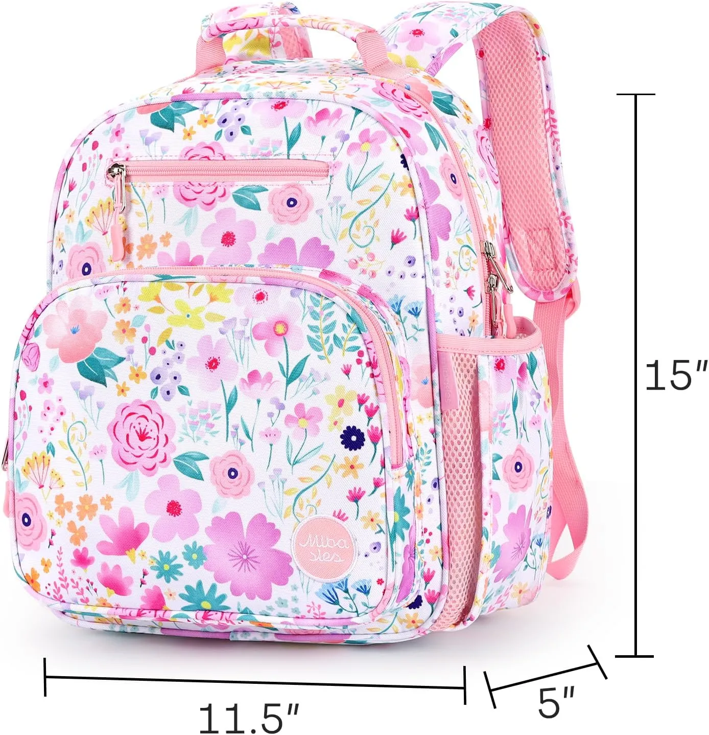 mibasies Kids Backpack for Girls: Girls Backpack 5-8 - Kindergarten Elementary School Bookbag for Girl - Flower Pink