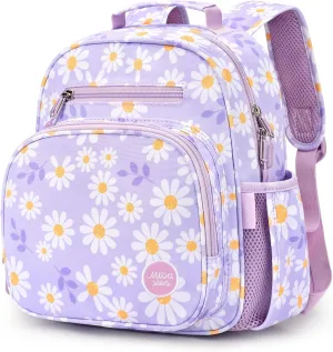mibasies Toddler Backpack for Girls 2-4: Preschool Kindergarten Backpack - Cute Kids Backpacks for Girls - Daisy Purple