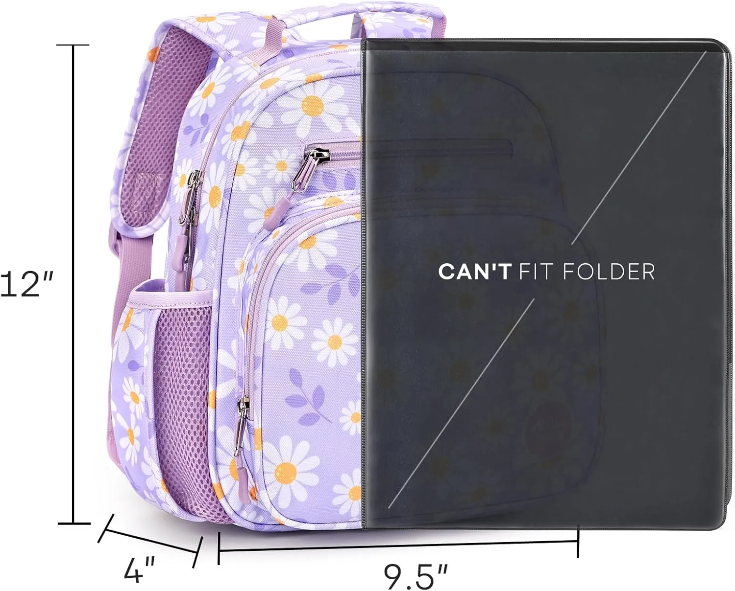 mibasies Toddler Backpack for Girls 2-4: Preschool Kindergarten Backpack - Cute Kids Backpacks for Girls - Daisy Purple