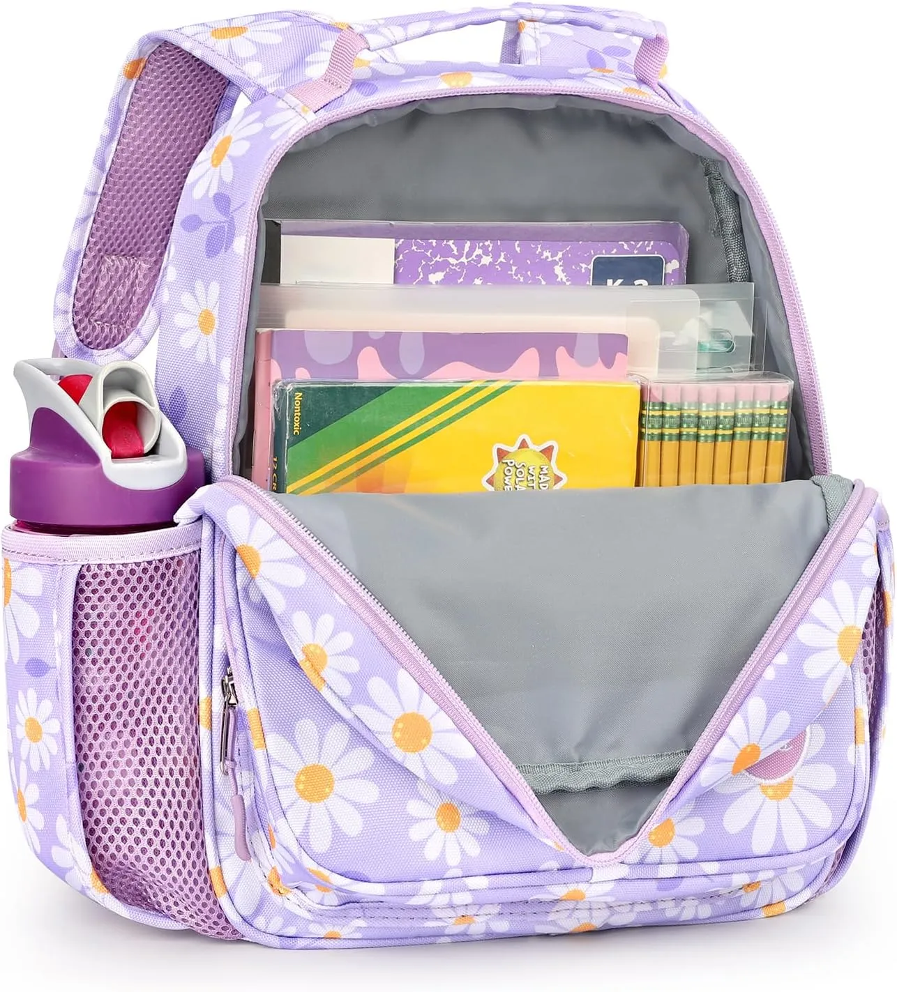 mibasies Toddler Backpack for Girls 2-4: Preschool Kindergarten Backpack - Cute Kids Backpacks for Girls - Daisy Purple