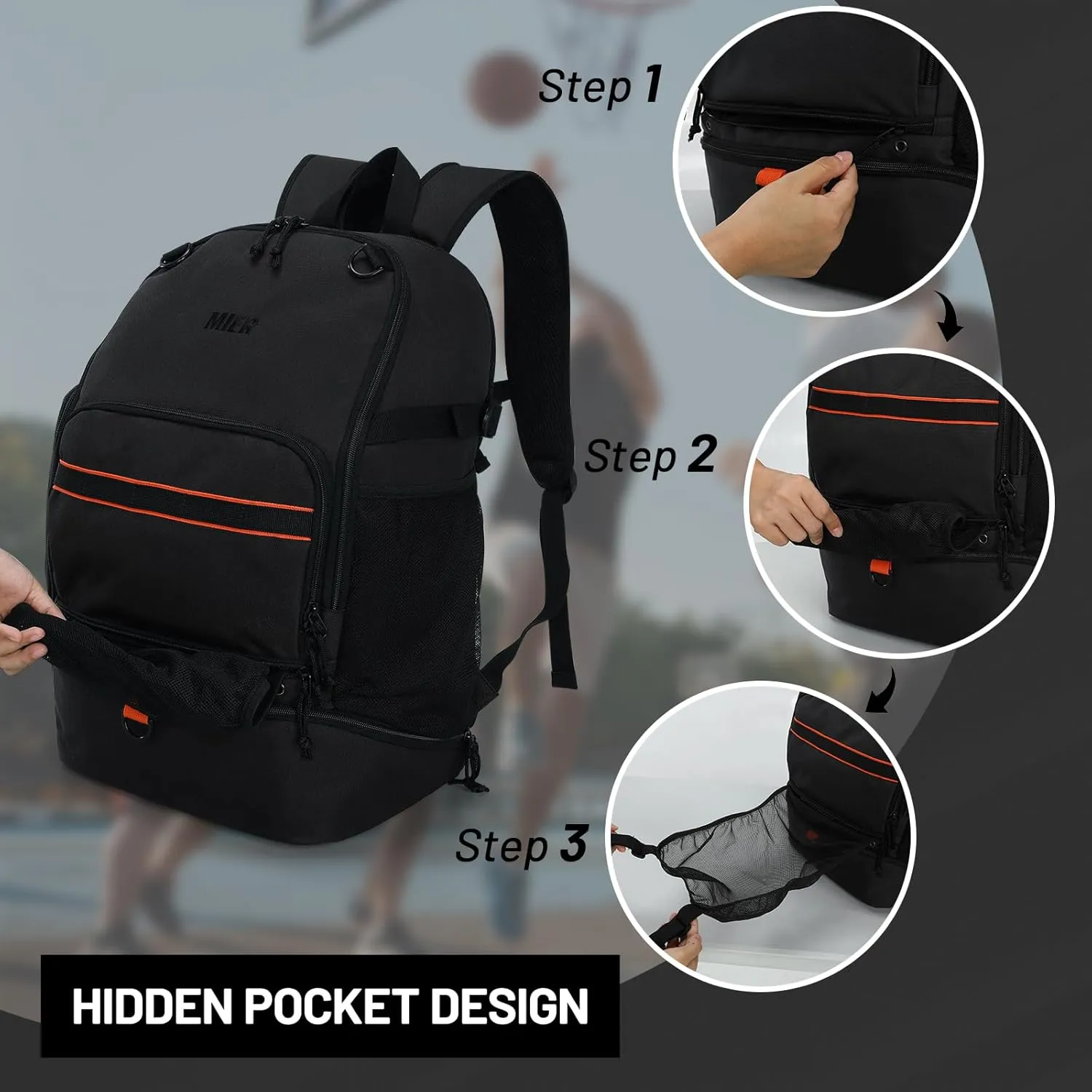 MIER Basketball Backpack Bags Sports Gym Backpacks with Shoe Compartment and Ball Holder for Adult Men Large Soccer Bag