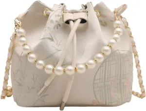 Mini Clutch Bag for Women, Chinese Traditional Small Tote Handbags, Ladies Hobo Purses for Weekend Dating Dinner Travel Party