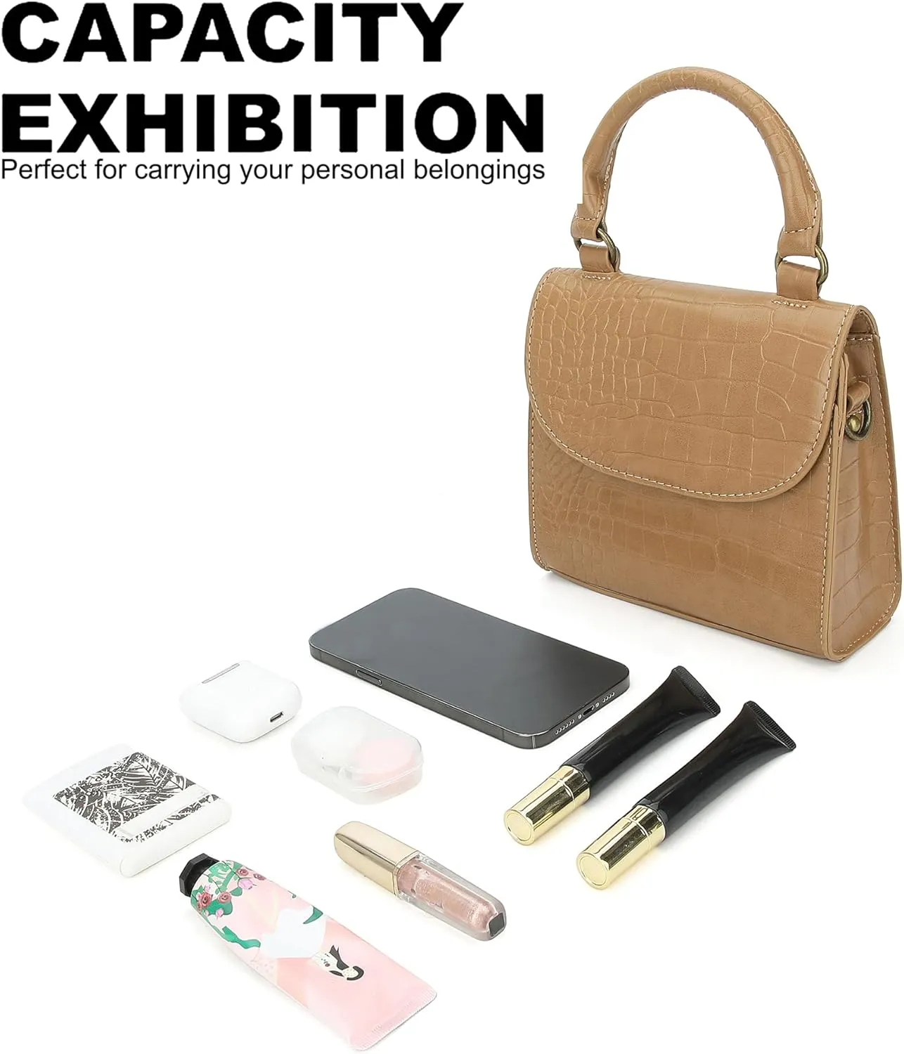 Mini Top Handle Bag for Women Faux Leather Small Crossbody Purse Girls Tote Handbags