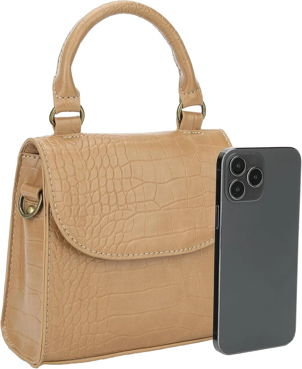 Mini Top Handle Bag for Women Faux Leather Small Crossbody Purse Girls Tote Handbags