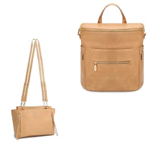 miss fong Diaper Bag Backpack Baby Diaper Bag, Large Leather Diaper Bag Backpack & Crossbody Bag