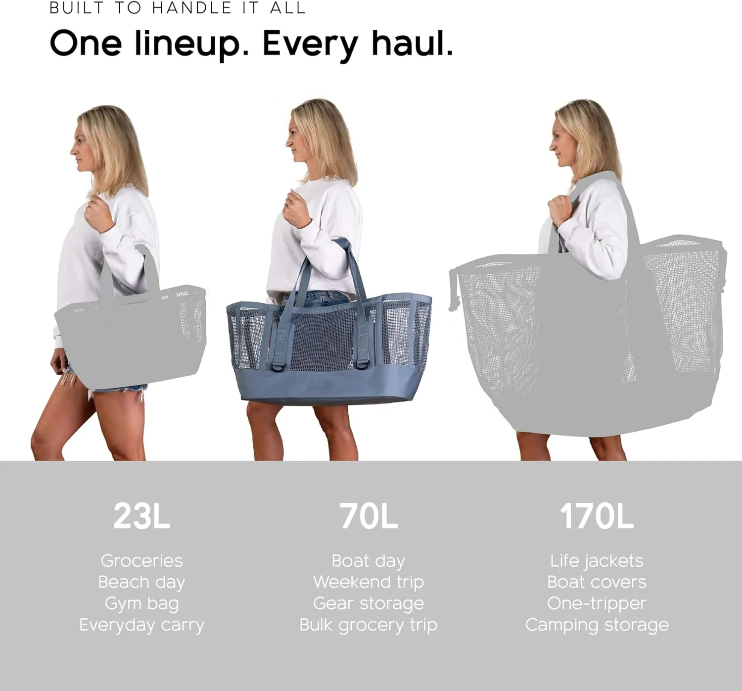 MISSION Boat Gear CASSI Heavy-Duty Outdoor Tote and Waterproof Marine-Grade Mesh Boat Bags