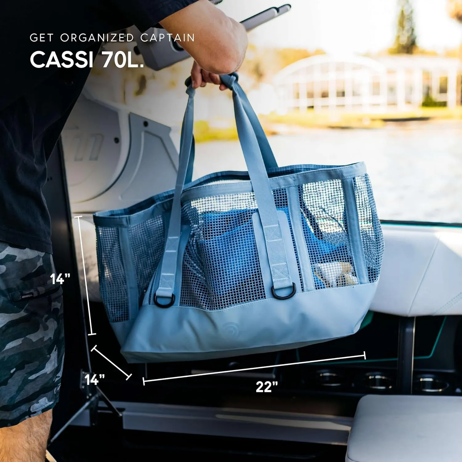 MISSION Boat Gear CASSI Heavy-Duty Outdoor Tote and Waterproof Marine-Grade Mesh Boat Bags