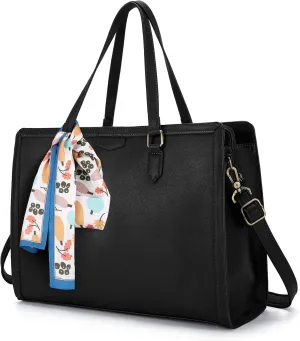 Missnine Laptop Tote Bag for Women 15.6 Inch Leather Work Bags Teacher Computer Purse Briefcase Handbag for Office, Travel