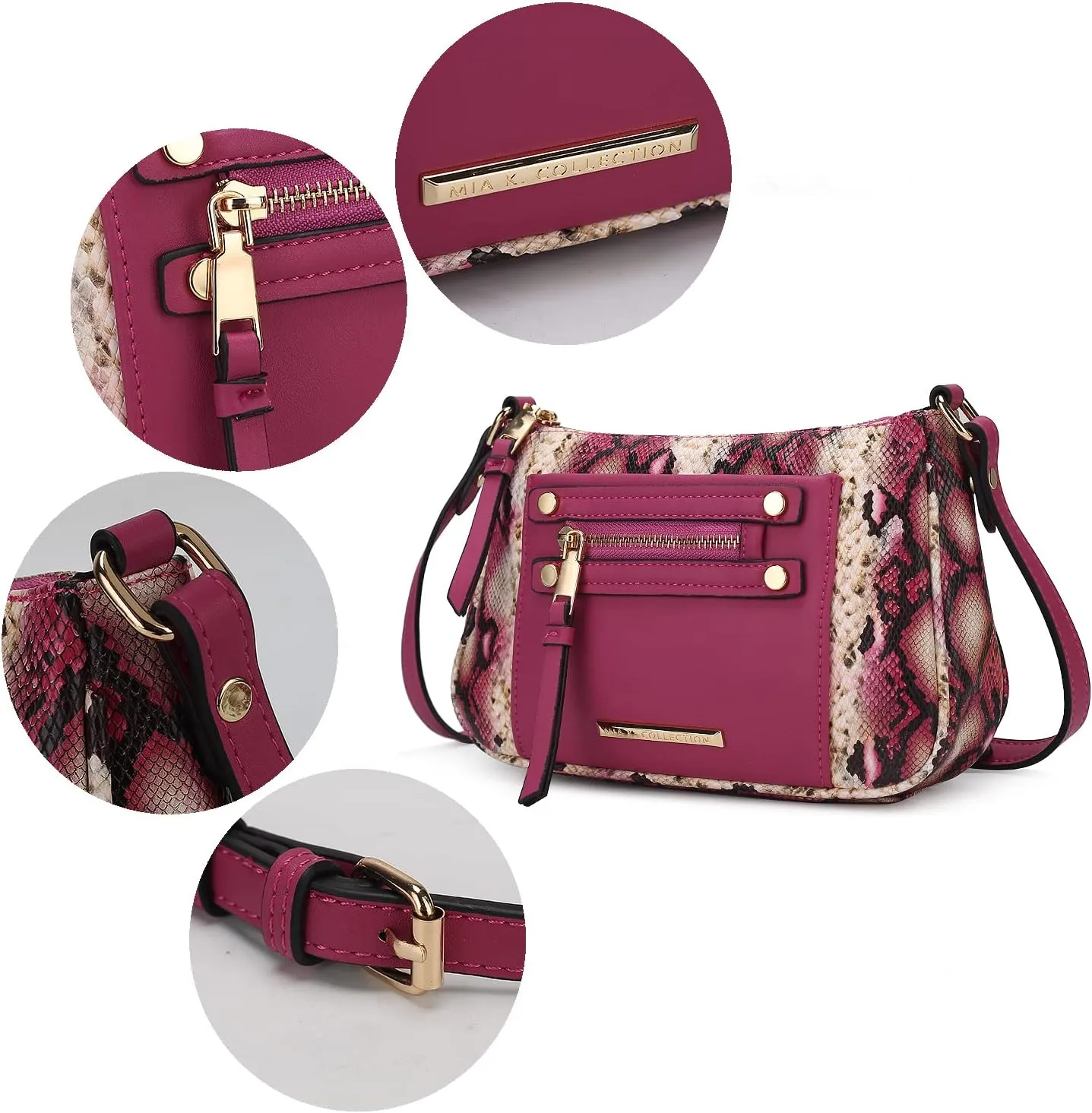 MKF Collection Crossbody Bag for Women, Designer Crossover Vegan Leather Messenger Handbag By Mia K