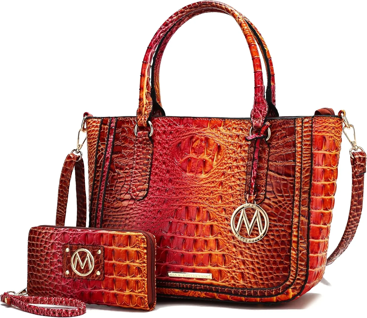 MKF Collection Satchel Bag for Women’s Crocodile Embossed Vegan leather Crossbody Tote Handbag Top-Handle Purse by Mia K