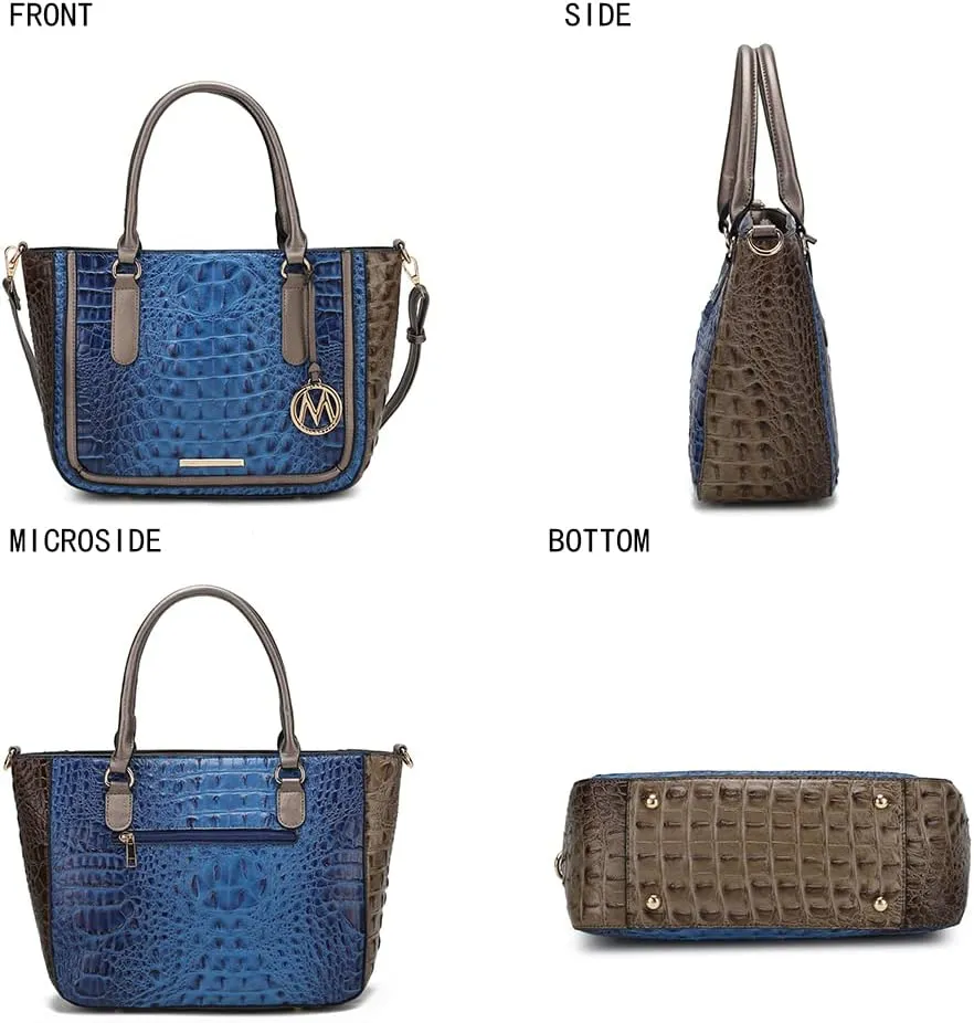 MKF Collection Satchel Bag for Women’s Crocodile Embossed Vegan leather Crossbody Tote Handbag Top-Handle Purse by Mia K