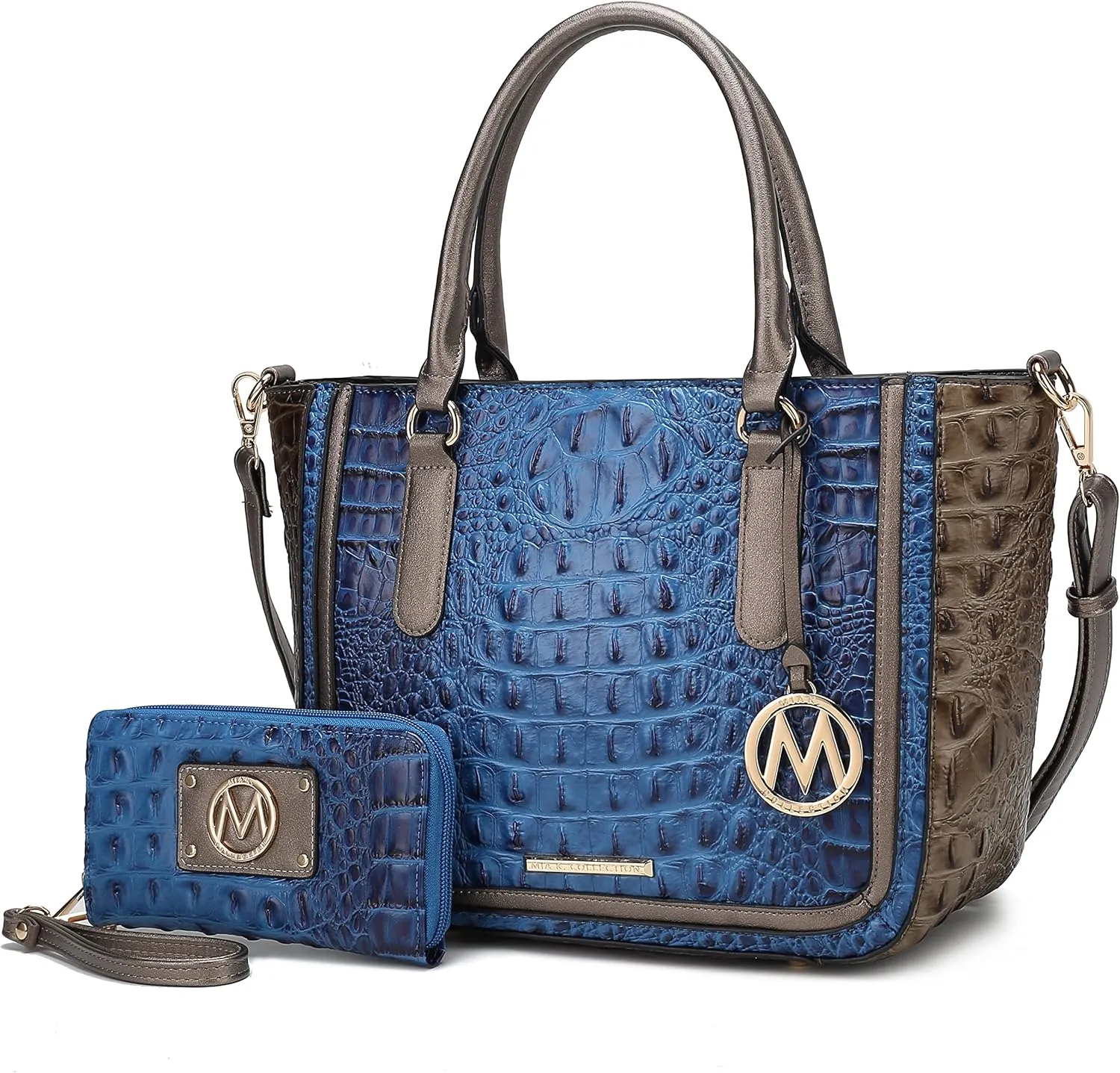 MKF Collection Satchel Bag for Women’s Crocodile Embossed Vegan leather Crossbody Tote Handbag Top-Handle Purse by Mia K