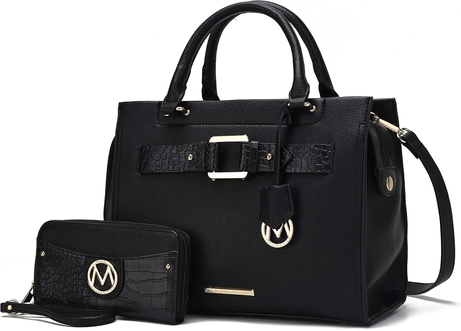 MKF Collection Tote Bag for Women, Vegan Leather Top-Handle Crossbody Satchel & Wristlet Wallet Purse Handbag