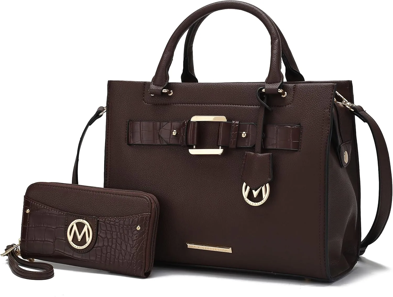 MKF Collection Tote Bag for Women, Vegan Leather Top-Handle Crossbody Satchel & Wristlet Wallet Purse Handbag